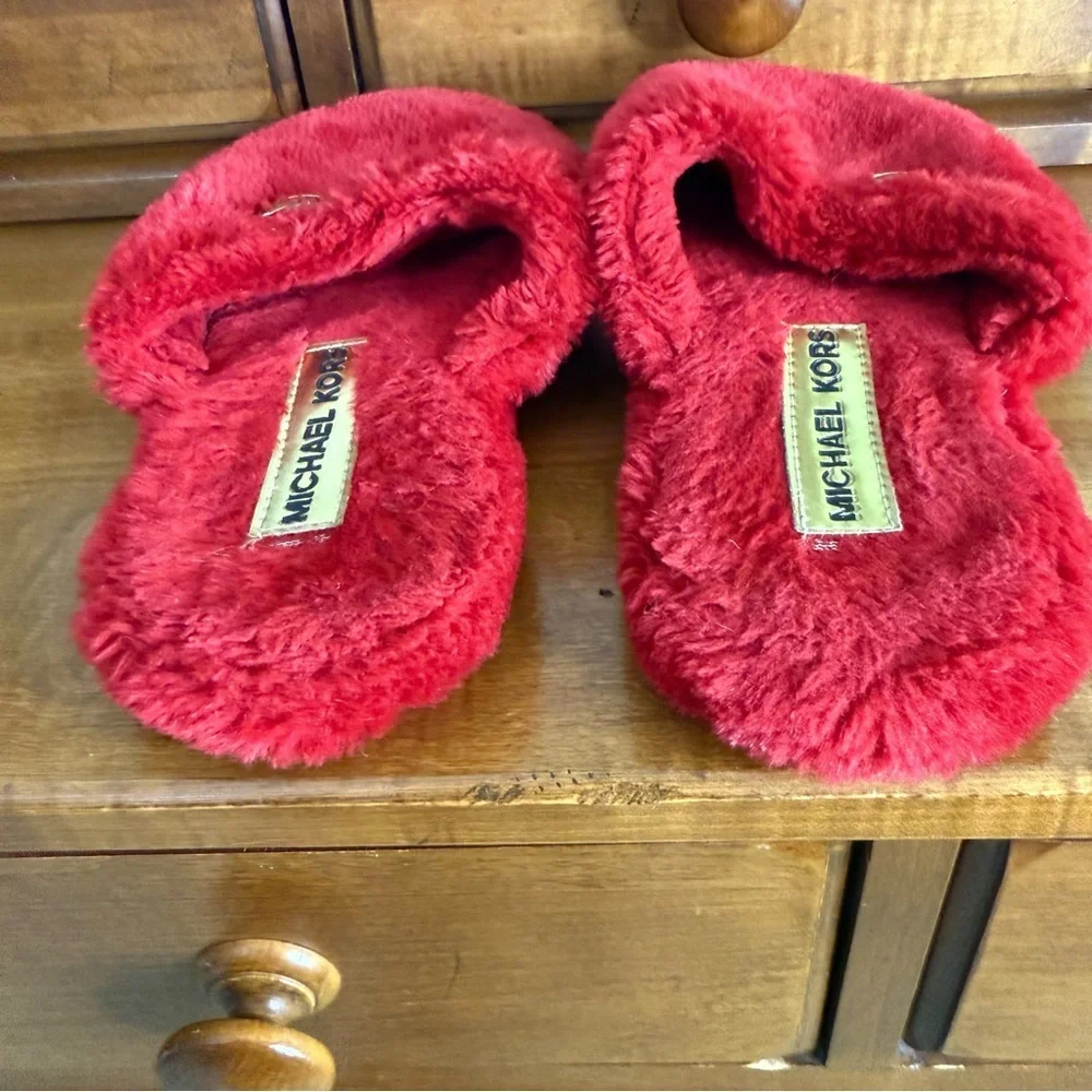 Michael Kors jet set red Slippers with Gold tone logo woman Large